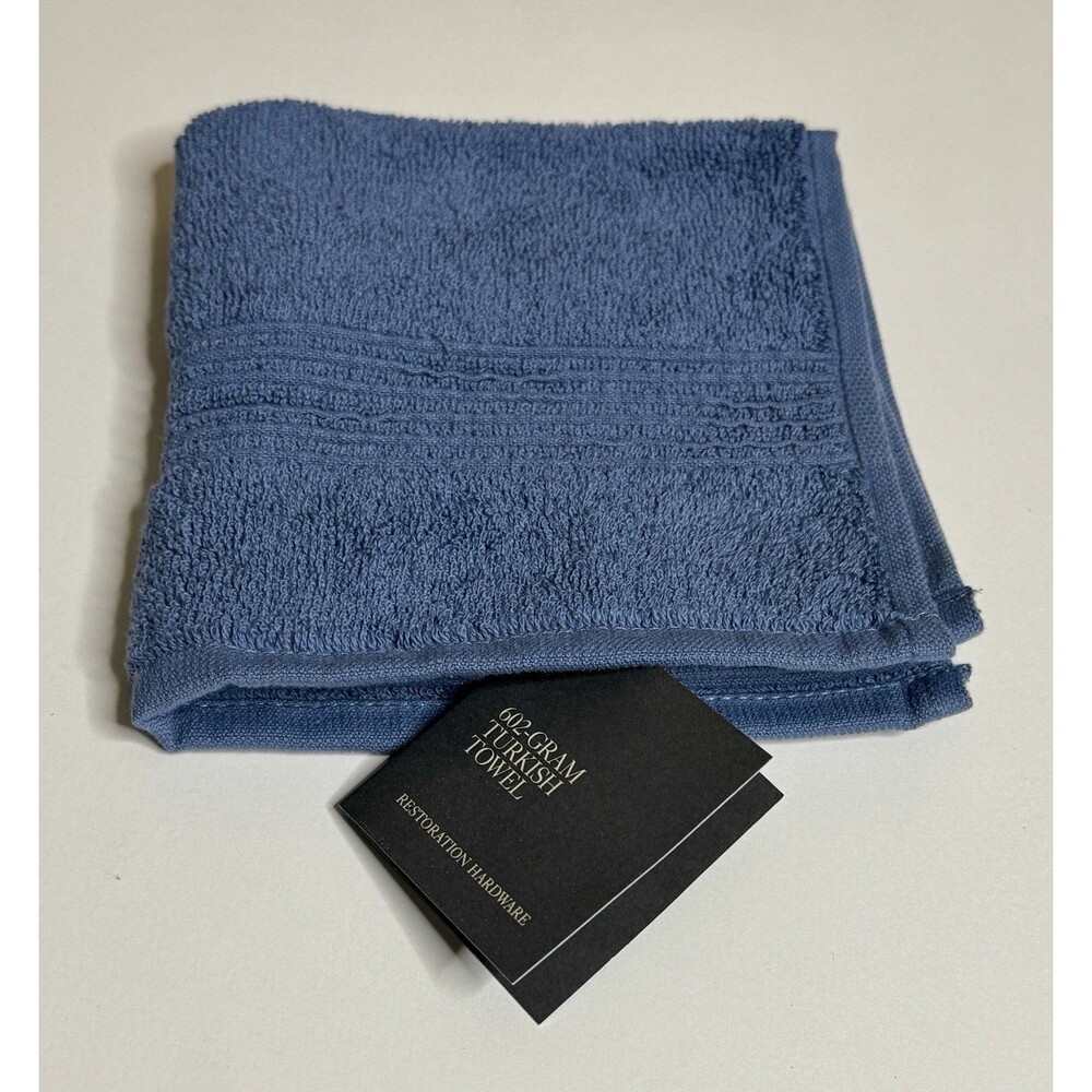 Restoration Hardware Paradigm 602-Gram Turkish Towel Washcloth 12" x 12" Azure